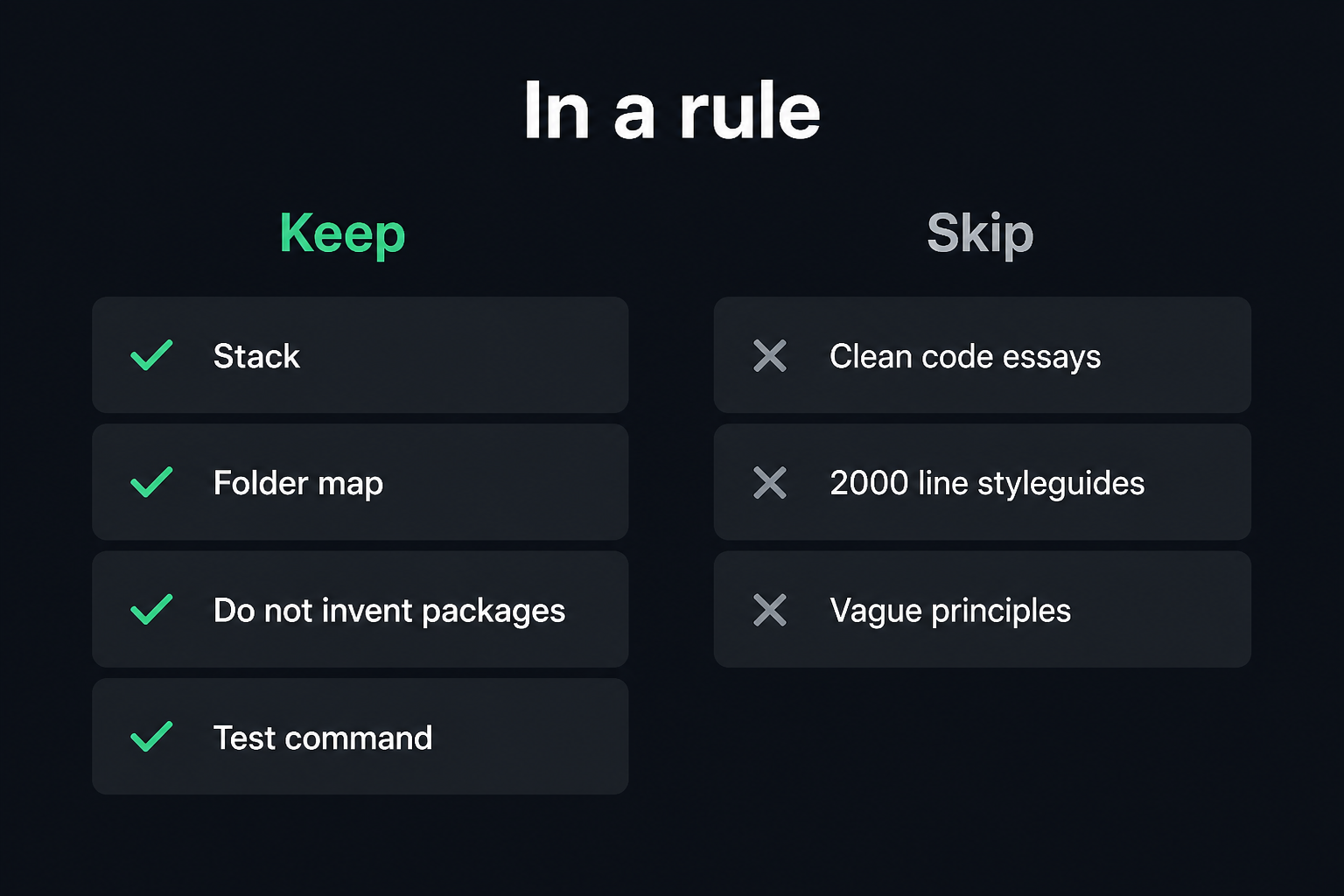 What belongs in a project rule